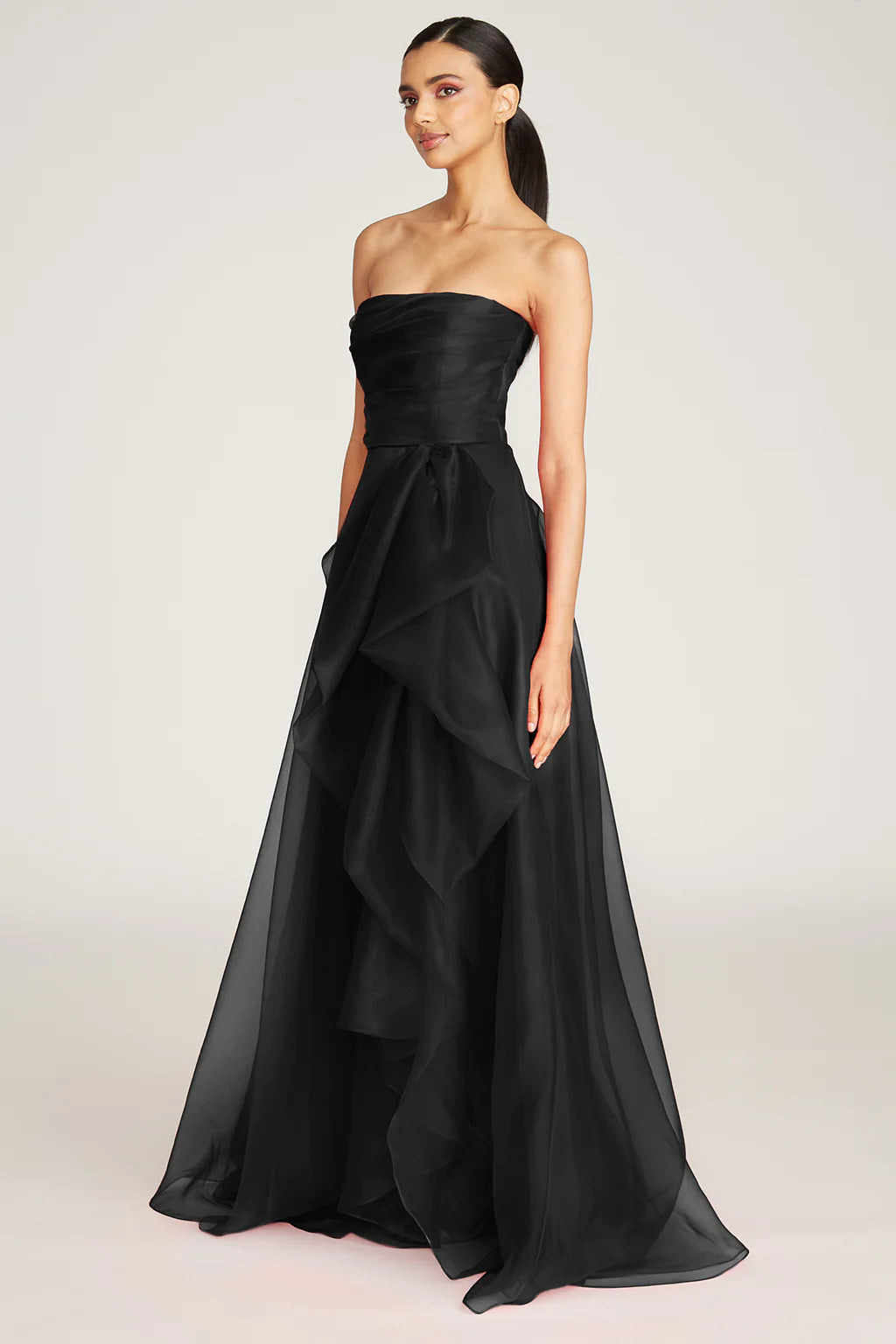 Teresa Strapless Draped Gown - Black by Theia — view 4