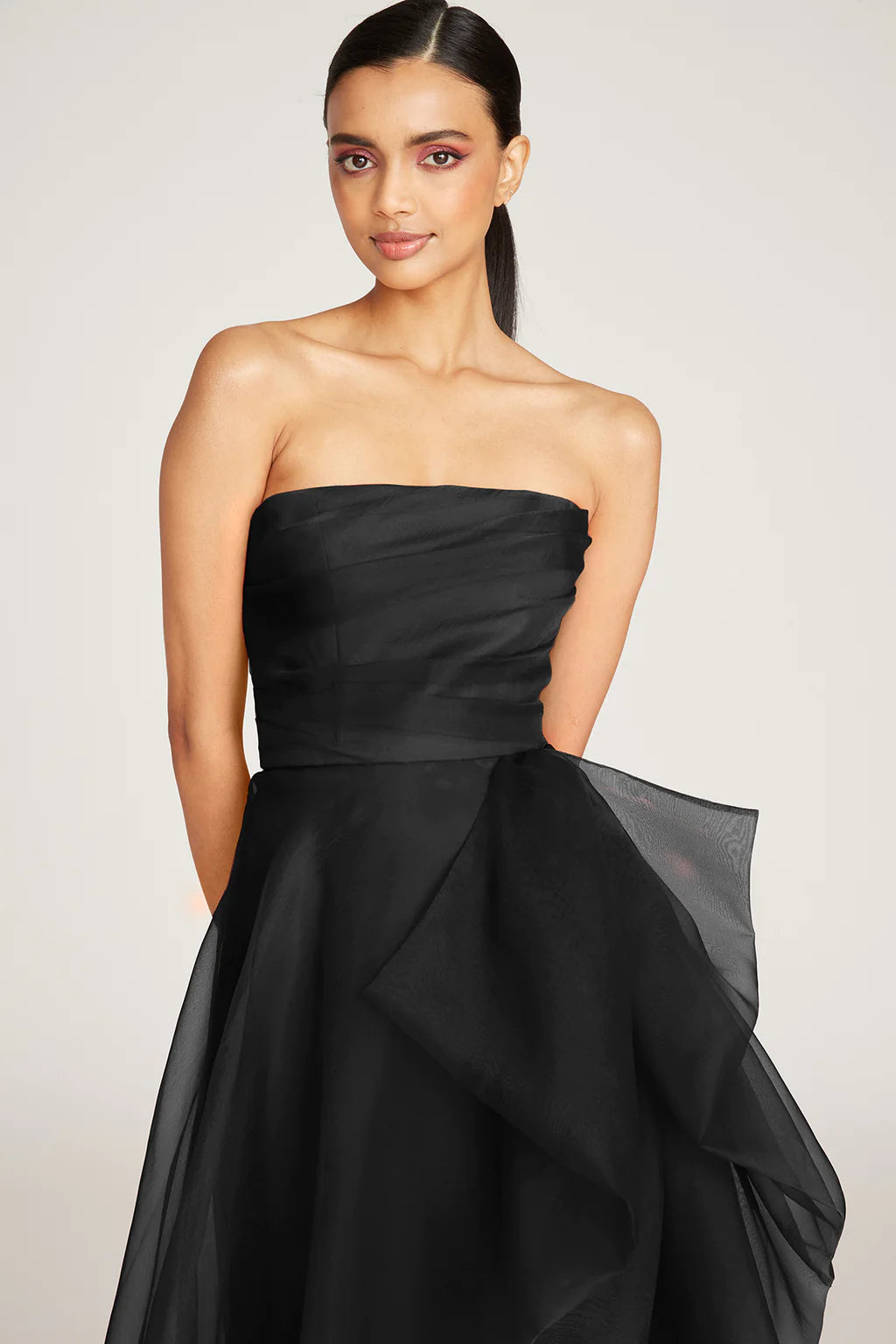 Teresa Strapless Draped Gown - Black by Theia — alternate view