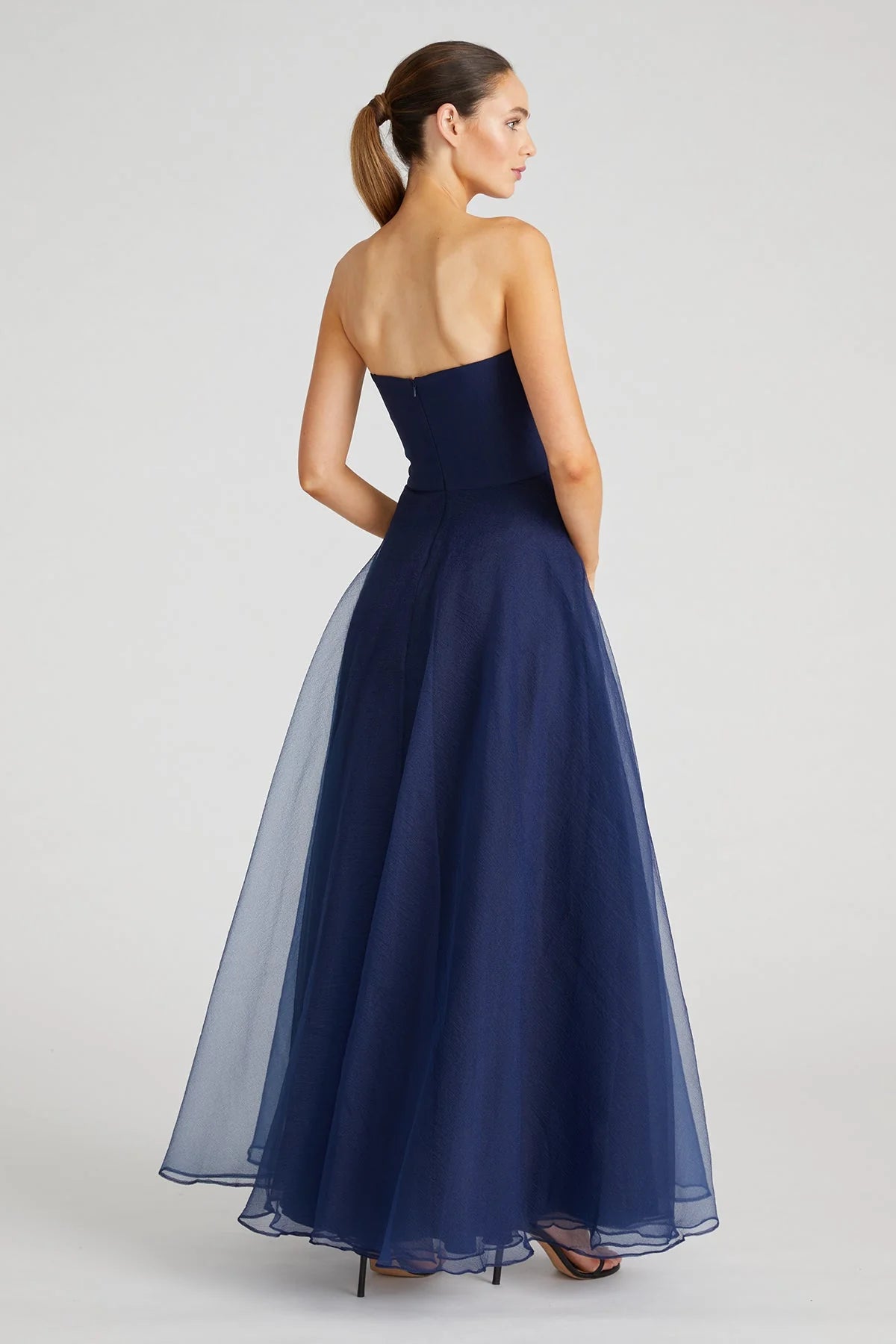 Teresa Strapless Draped Gown - Navy by Theia — view 4