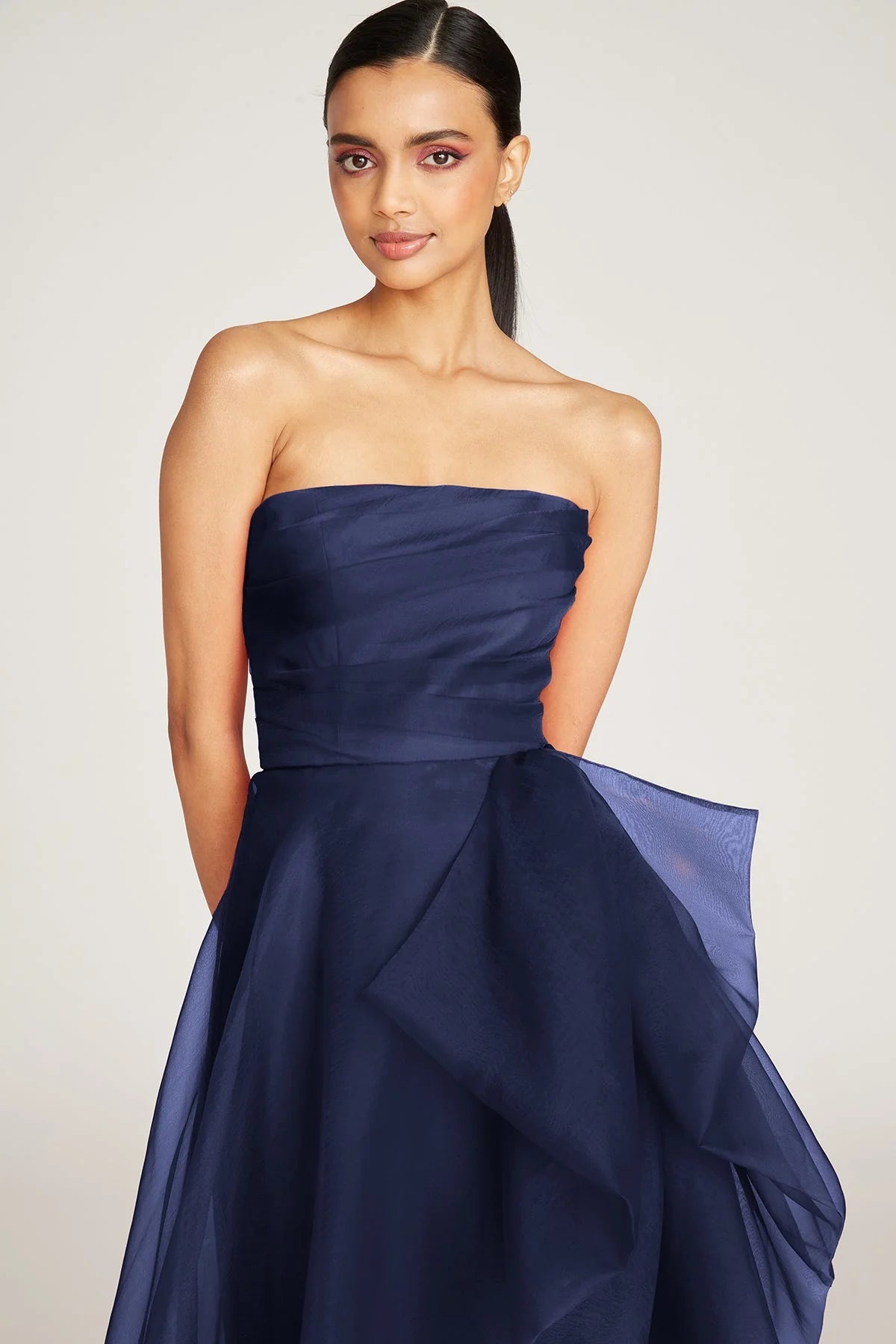 Teresa Strapless Draped Gown - Navy by Theia — alternate view
