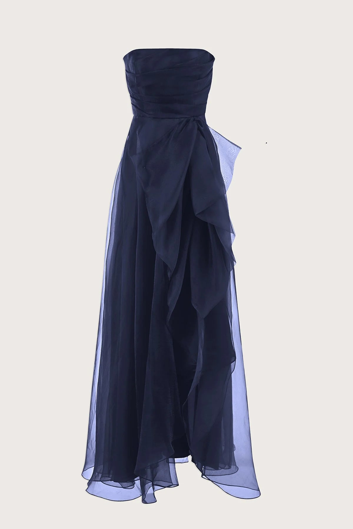 Teresa Strapless Draped Gown - Navy by Theia — view 5