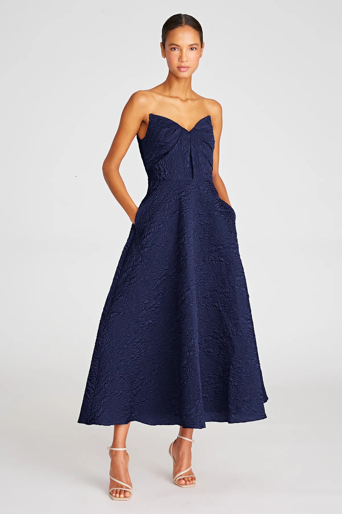 Ellie A Line Midi Dress - Navy by Theia | 25 South Boutiques