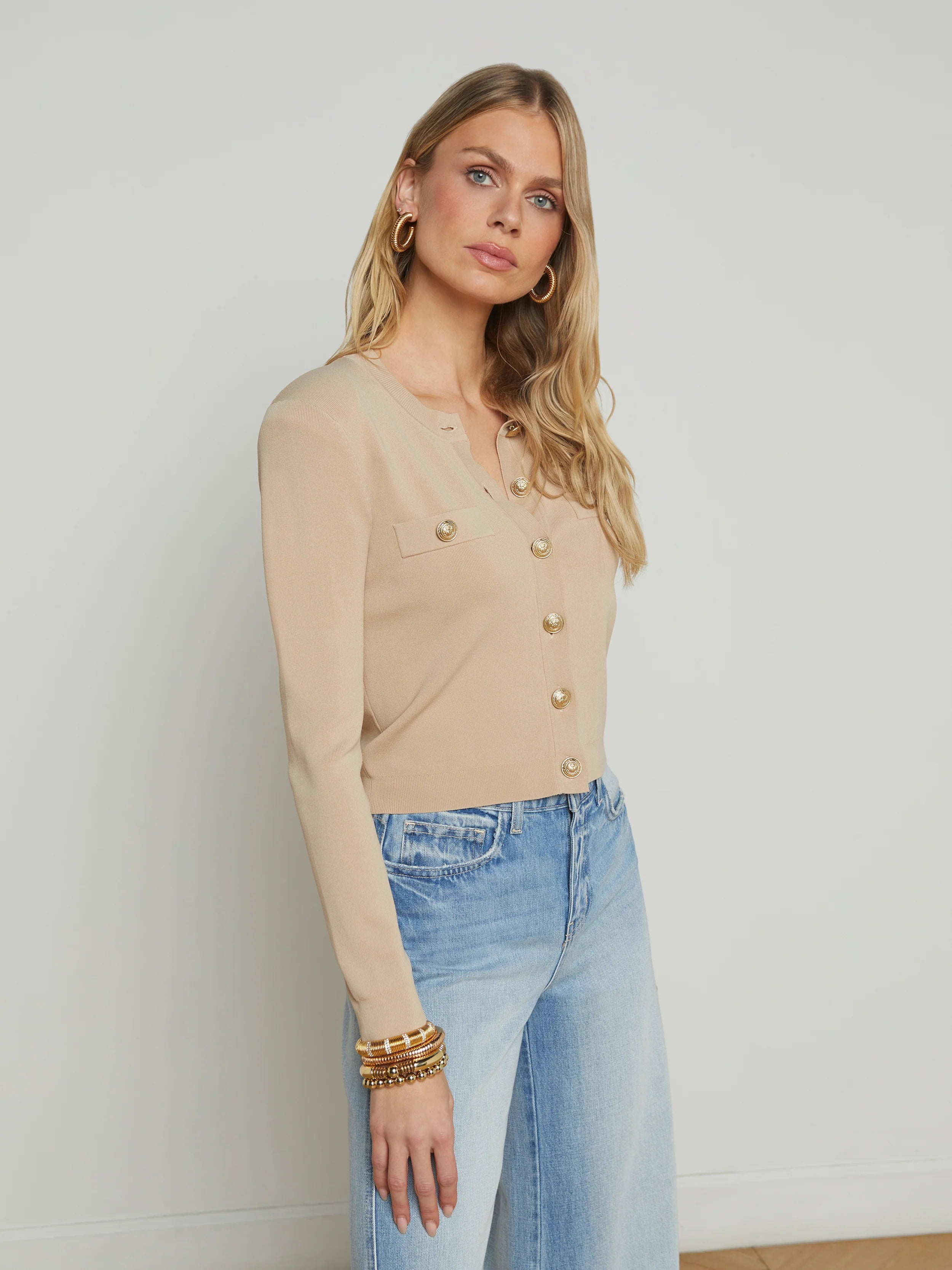 Toulouse Cardigan - Almond by L'agence — view 3