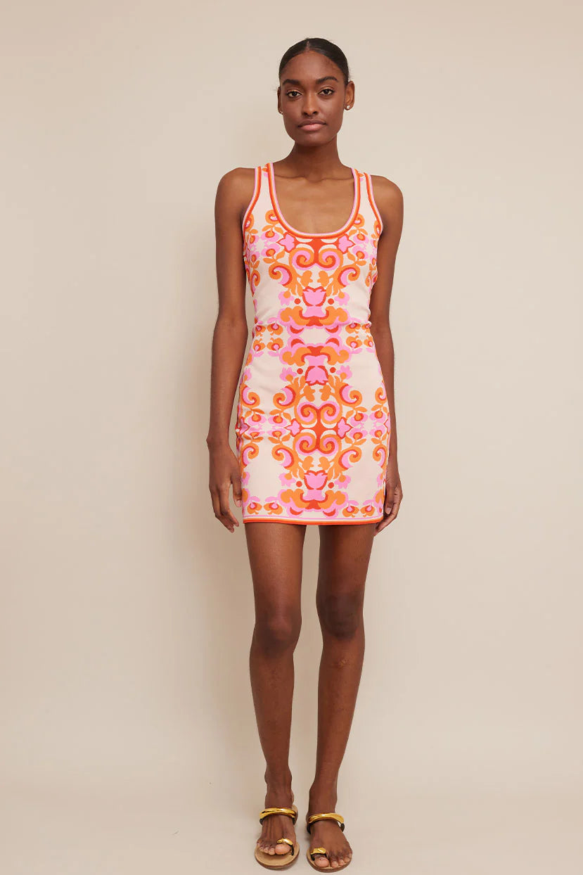 Brittania Knit Dress - Venice Scroll Pink by Cara Cara | 25 South Boutiques