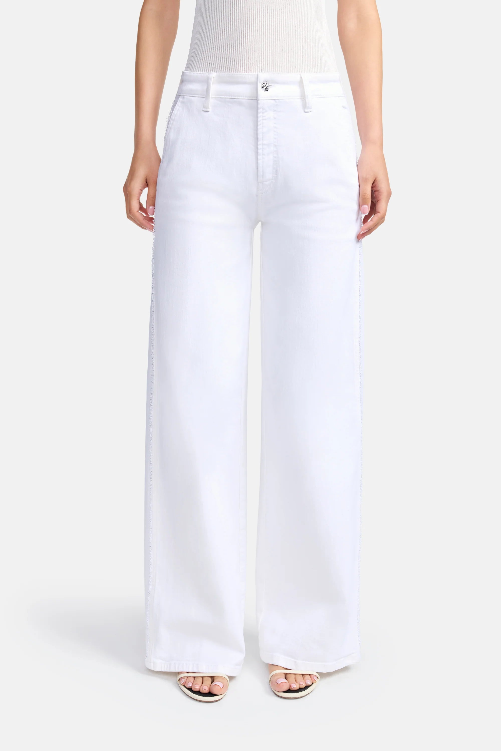 Alek Long Wide Fit Jean - Pure White Stone by Cambio — alternate view
