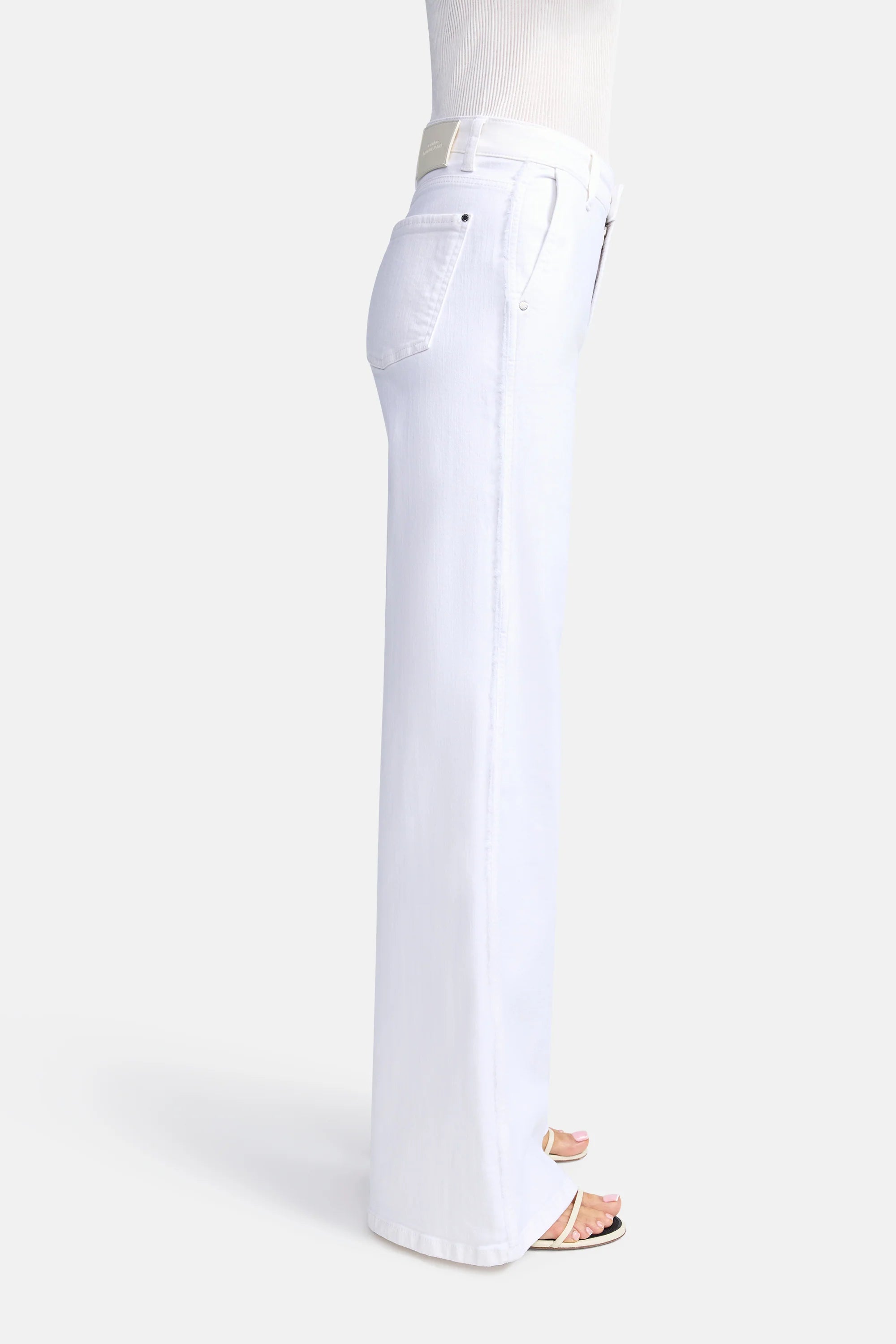 Alek Long Wide Fit Jean - Pure White Stone by Cambio — view 3