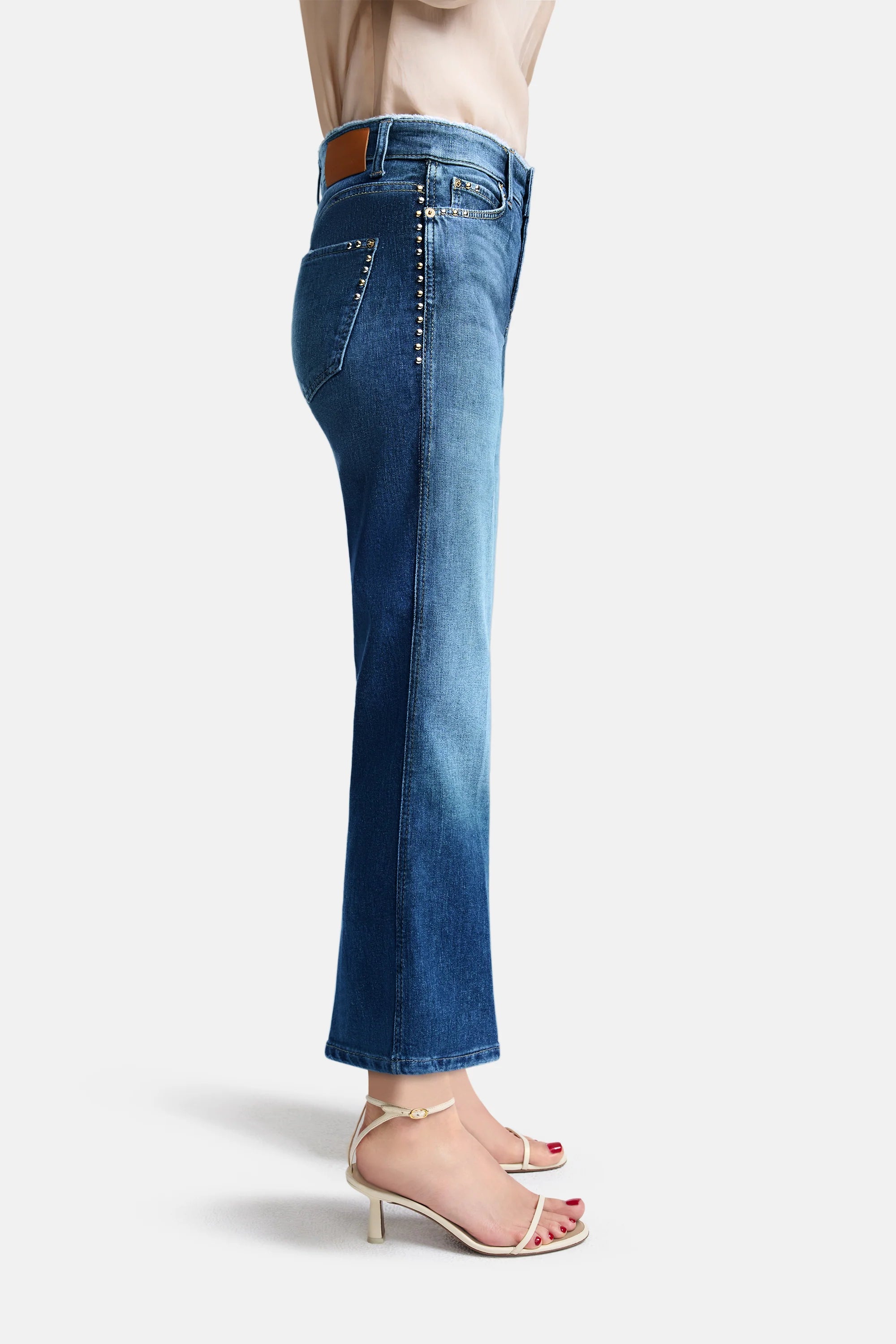 Francesca Flared Fit Cropped Jeans - Hemp Authentic Fringe by Cambio — view 3