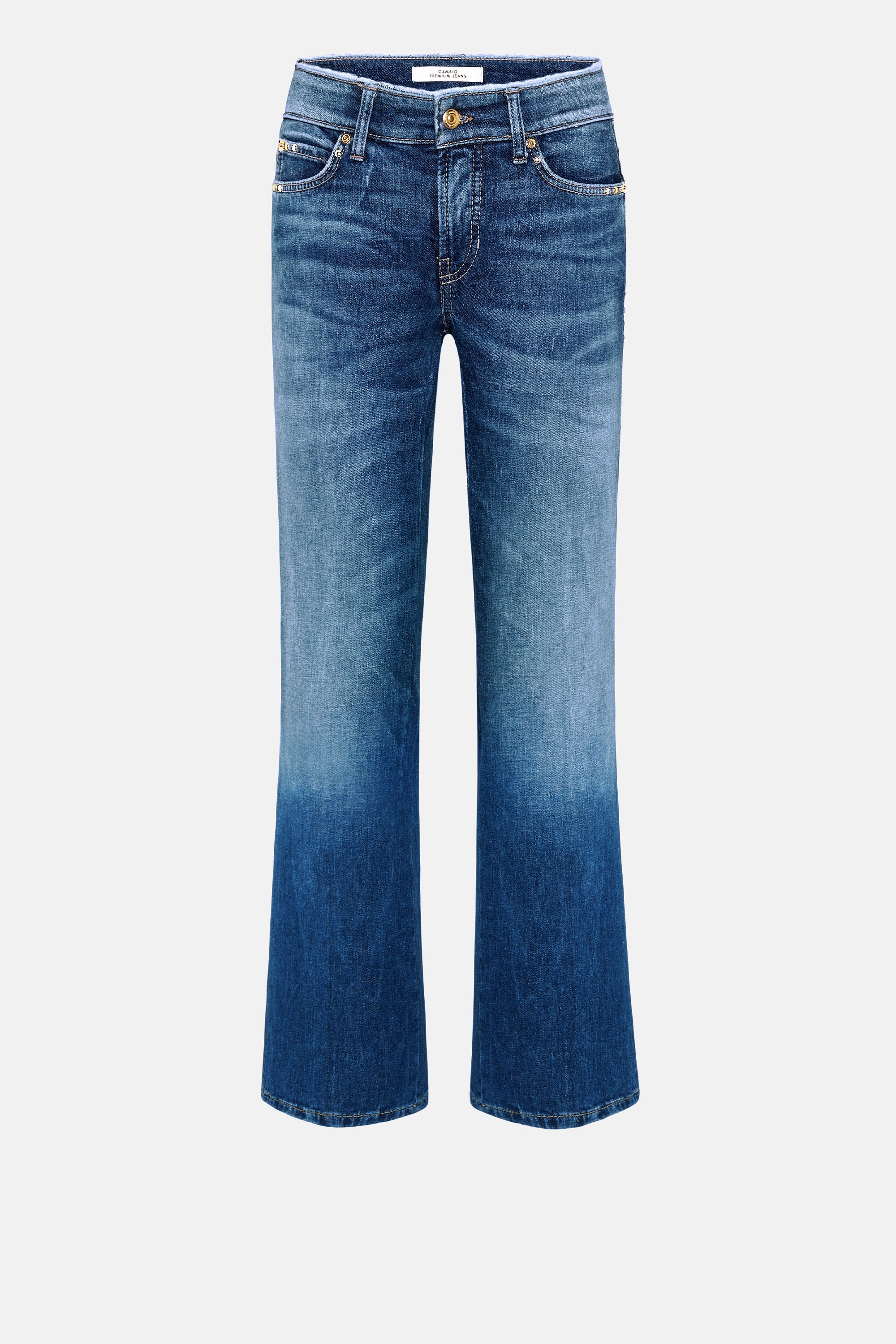 Francesca Flared Fit Cropped Jeans - Hemp Authentic Fringe by Cambio — view 5