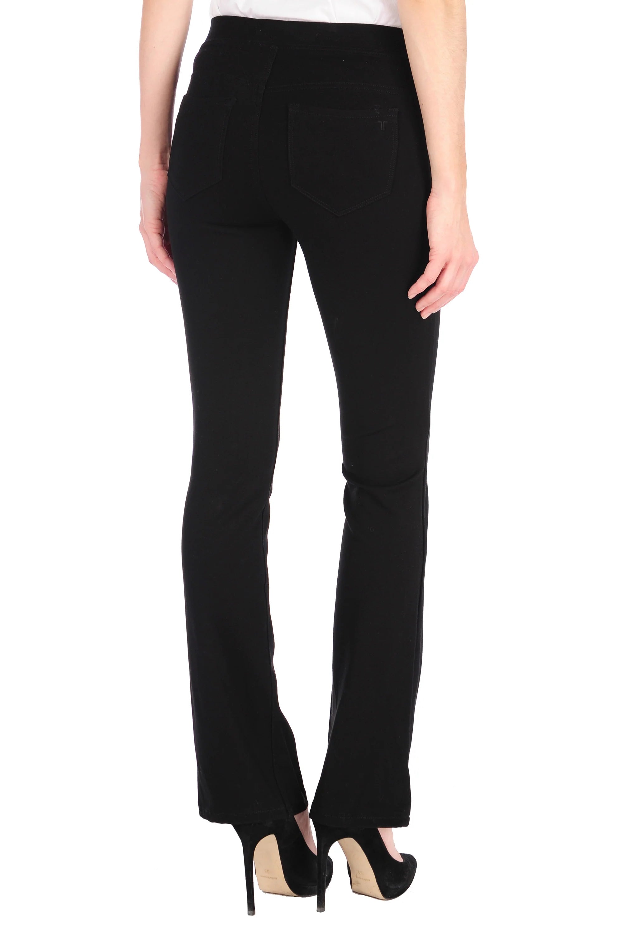 High Rise 5 Pocket Pull On Pant - Black by Tractr — view 3