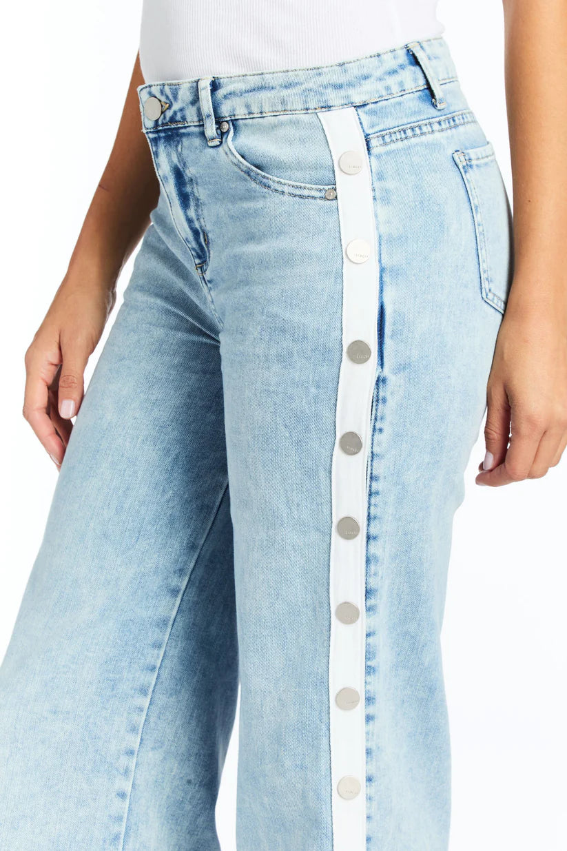 Snap Me Up Wide Leg - Light Indigo by Tractr — view 4