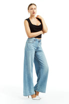 Wide Leg Curved Outseam - Medium Light Wash by Tractr | 25 South Boutiques