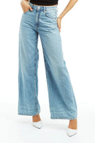 Wide Leg Curved Outseam - Medium Light Wash by Tractr — alternate view