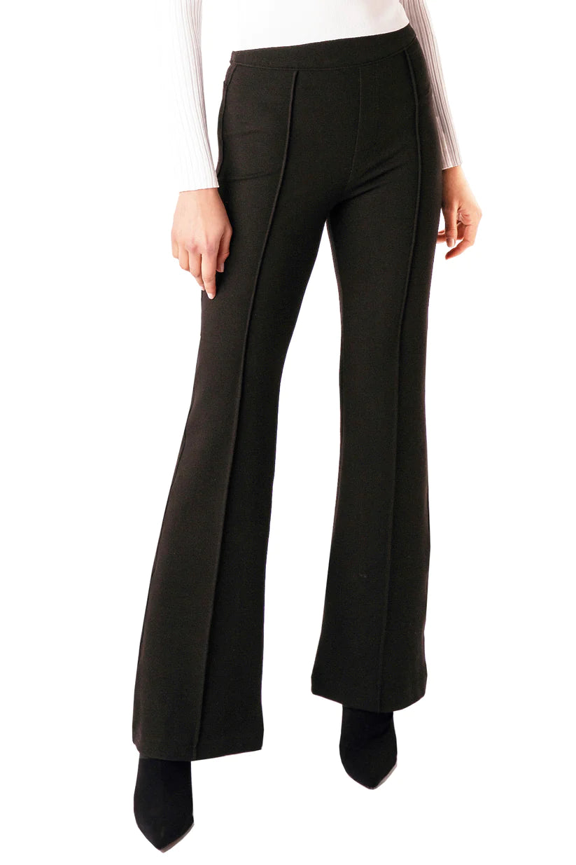 Pull On Ponti Flare With Front Seam - Black by Tractr | 25 South Boutiques