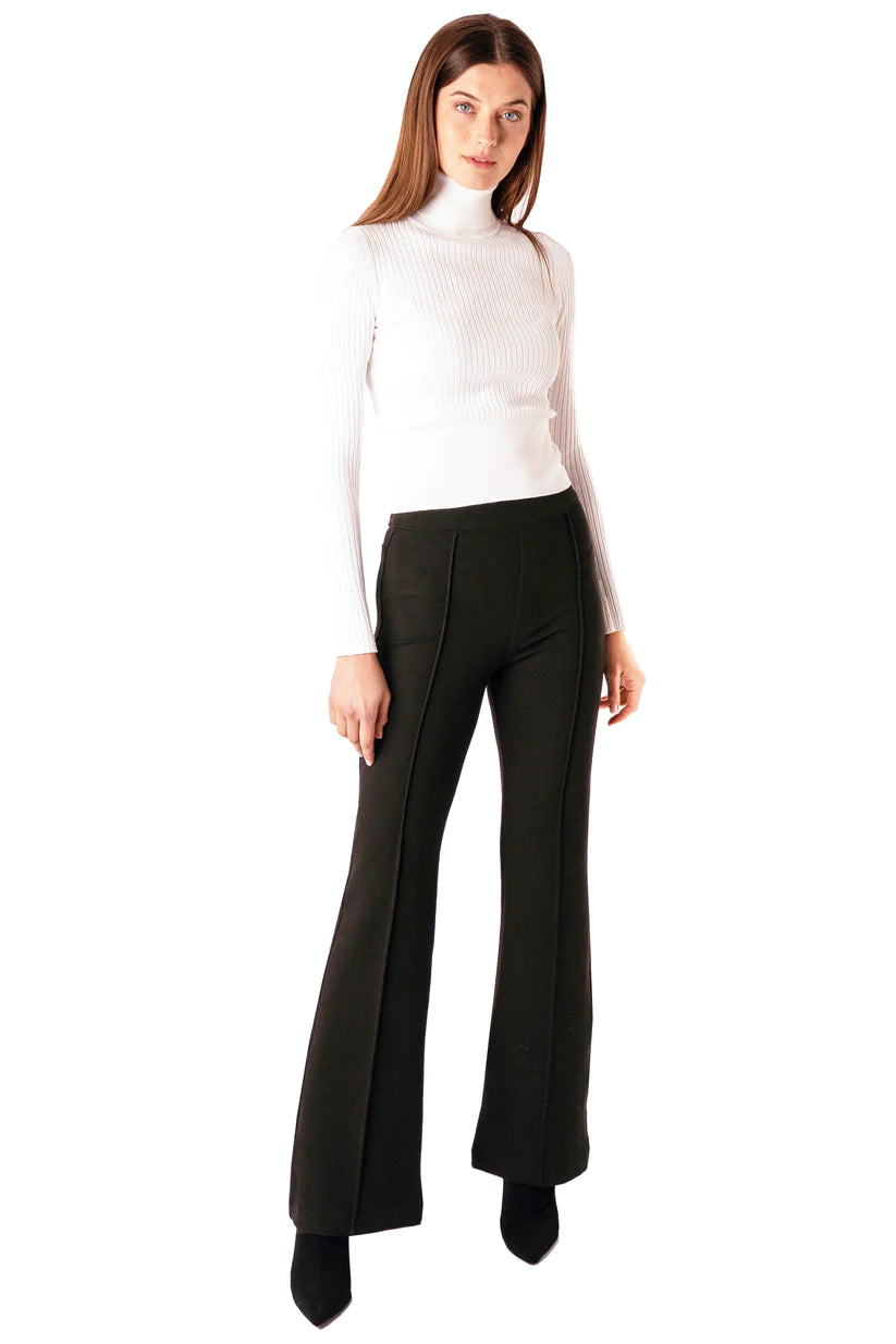 Pull On Ponti Flare With Front Seam - Black by Tractr — alternate view