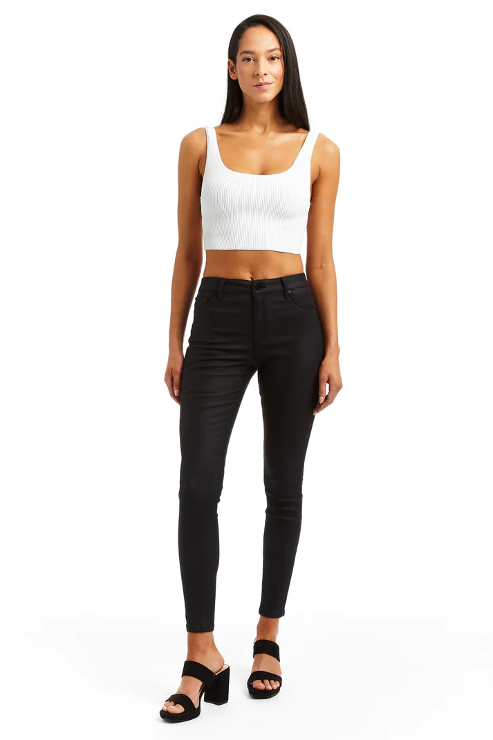 Nina High Rise Coated Skinny - Black by Tractr | 25 South Boutiques