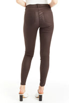 Nina High Rise Coated Skinny - Chocolate by Tractr — view 3