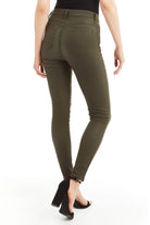 Nina High Rise Coated Skinny - Olive by Tractr — view 3