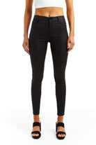 Nina High Rise Coated Skinny - Black by Tractr — alternate view