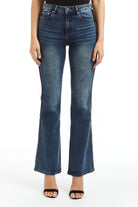 Mid Rise Bling Side Seam Piping Bootcut - Medium Indigo by Tractr — view 3