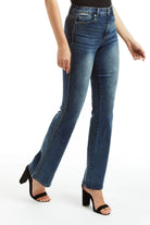 Mid Rise Bling Side Seam Piping Bootcut - Medium Indigo by Tractr | 25 South Boutiques