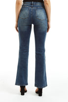 Mid Rise Bling Side Seam Piping Bootcut - Medium Indigo by Tractr — view 4