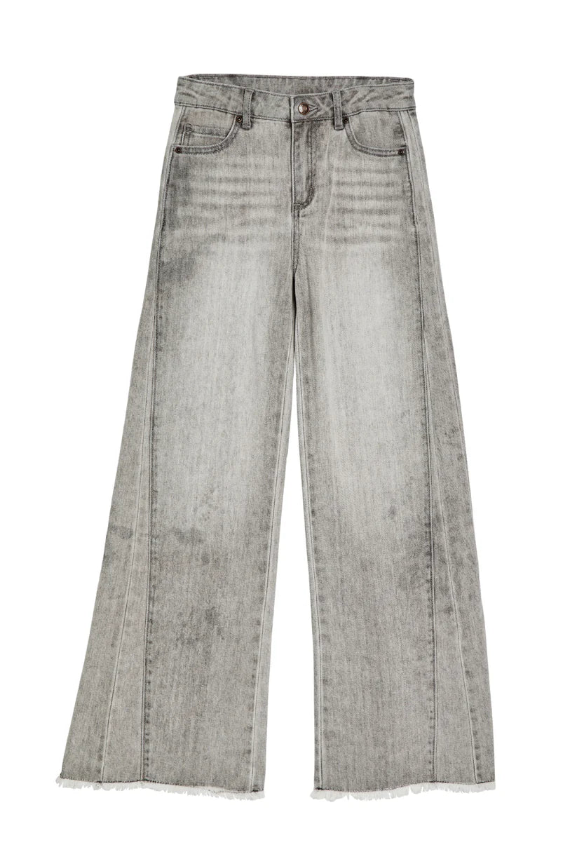 Side PanelSeam Wide Leg - Light Grey by Tractr | 25 South Boutiques