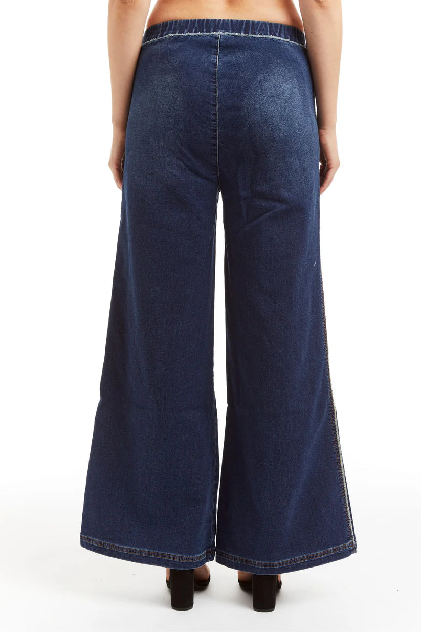 Mid Rise Lounge Pant - Dark Indigo by Tractr — view 3