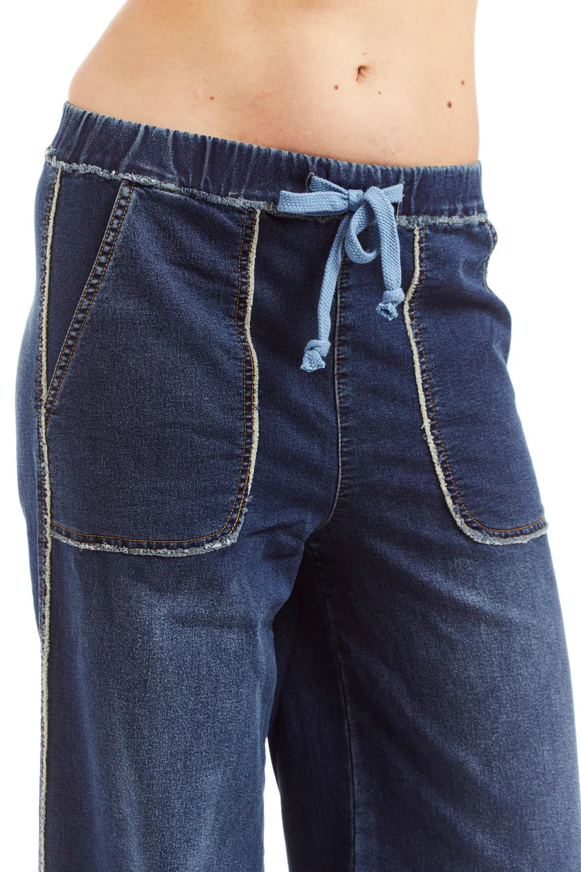 Mid Rise Lounge Pant - Dark Indigo by Tractr — view 4