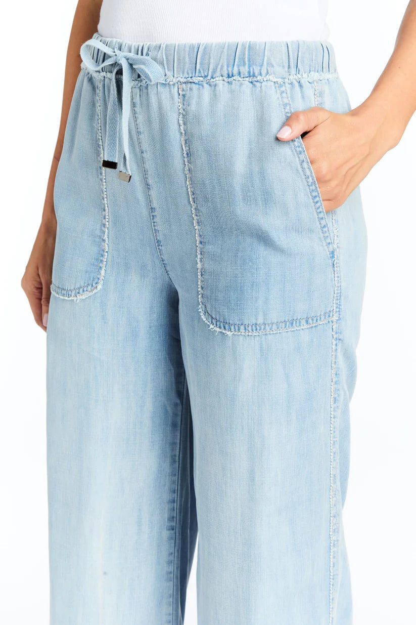 Mid Rise Lounge Pant - Light Indigo by Tractr — view 3