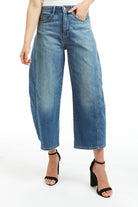 High Rise Barrel Crop - Medium Indigo by Tractr | 25 South Boutiques