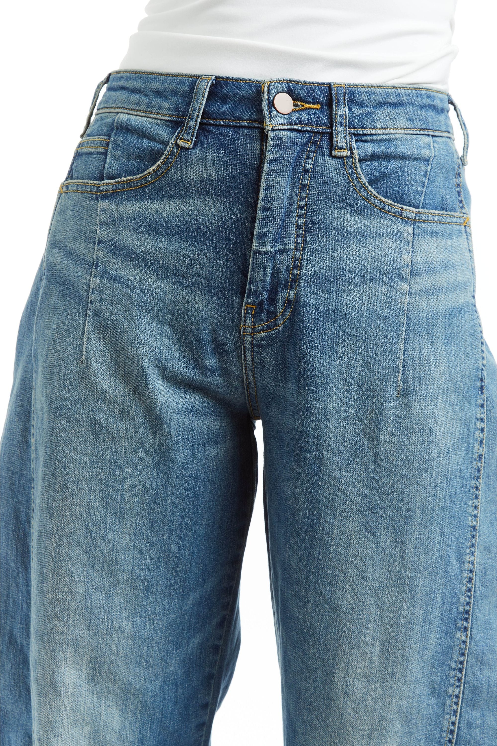 High Rise Barrel Crop - Medium Indigo by Tractr — view 3