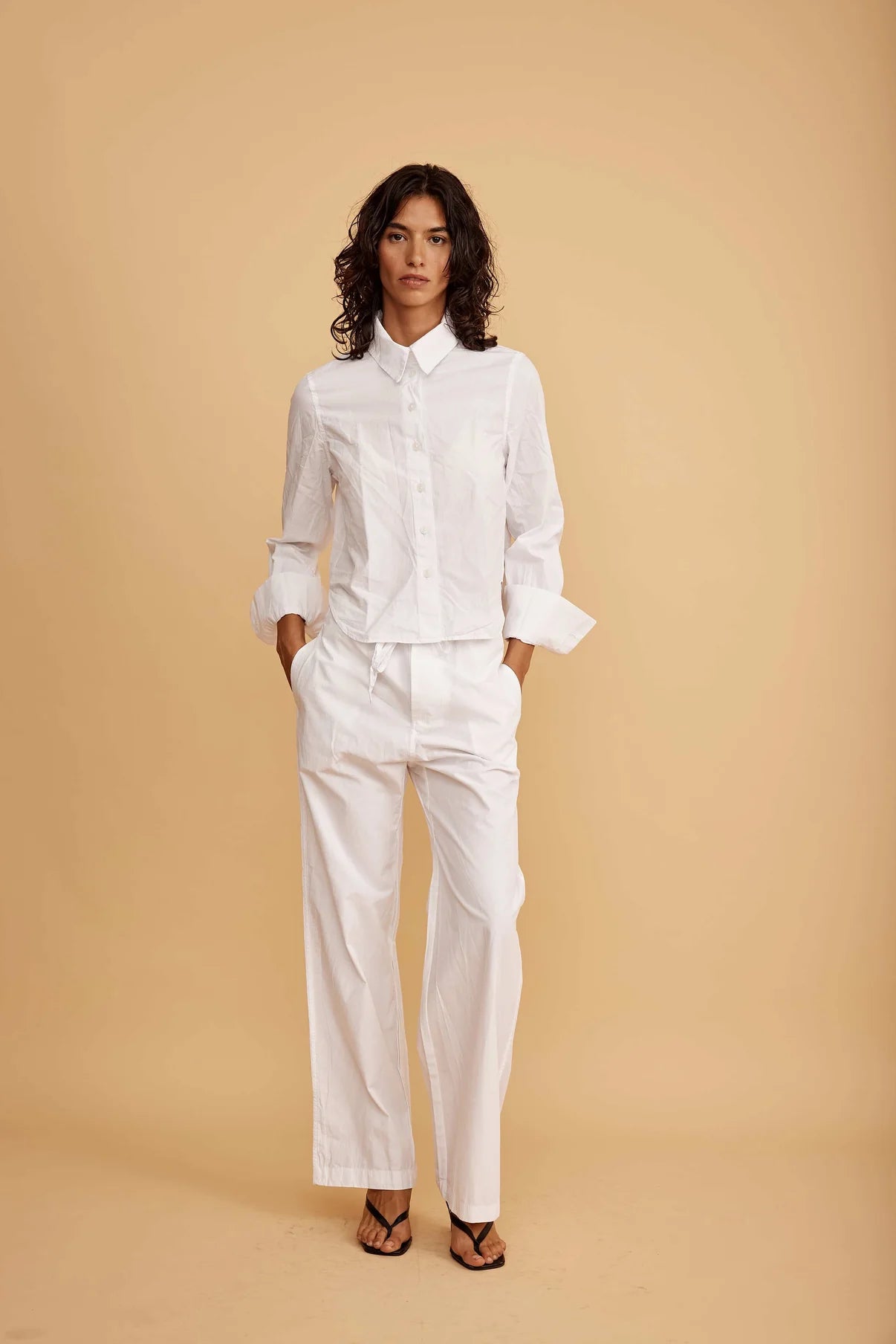 Lily Cropped Poplin Shirt - White by ALL III — alternate view
