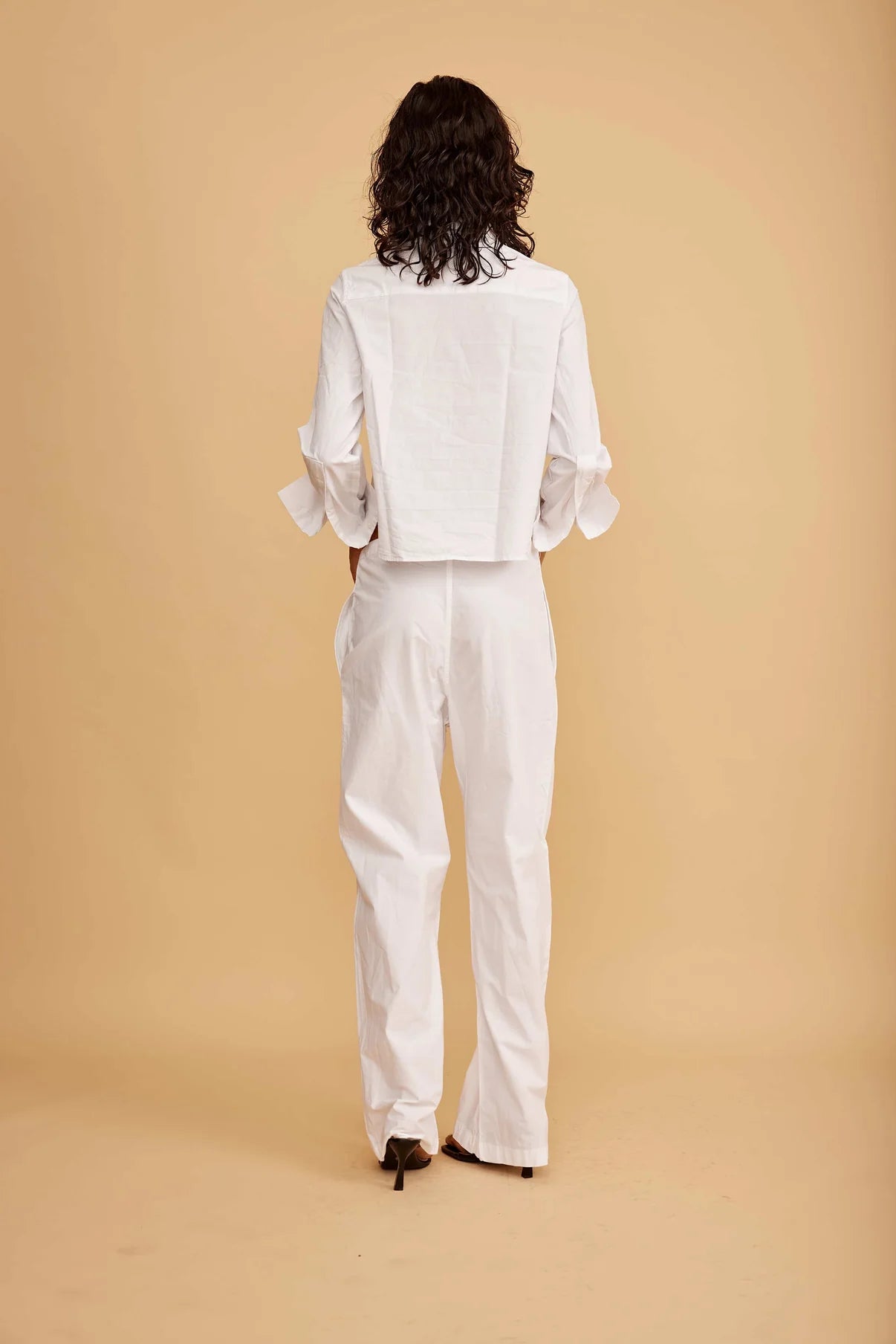 Lily Cropped Poplin Shirt - White by ALL III — view 3