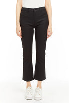 High Rise Coated Ankle Crop Flare - Black by Tractr | 25 South Boutiques