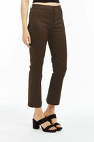 High Rise Coated Ankle Crop Flare - Chocolate by Tractr | 25 South Boutiques
