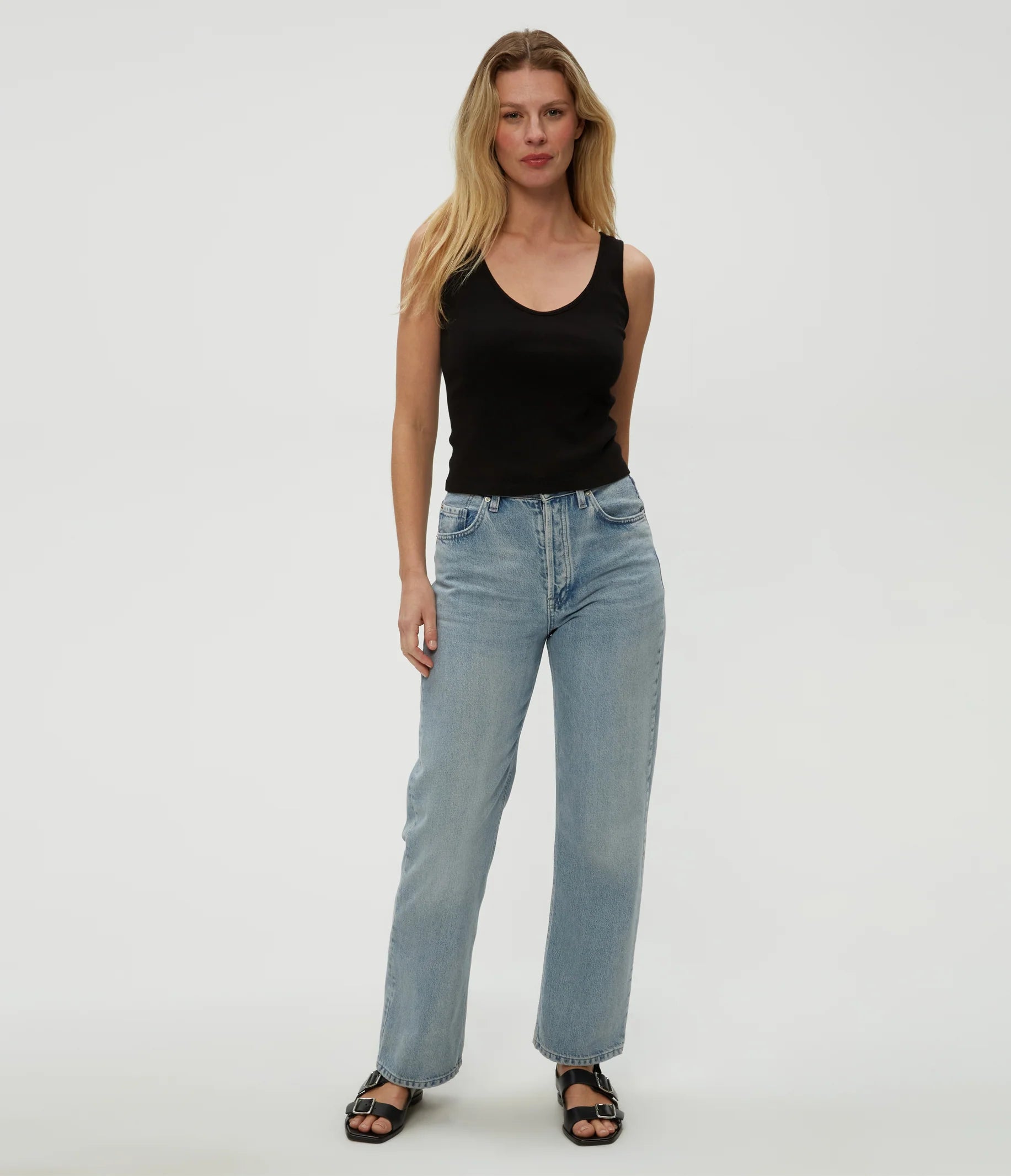 Sloan V Neck Tank - Black by Michael Stars — alternate view