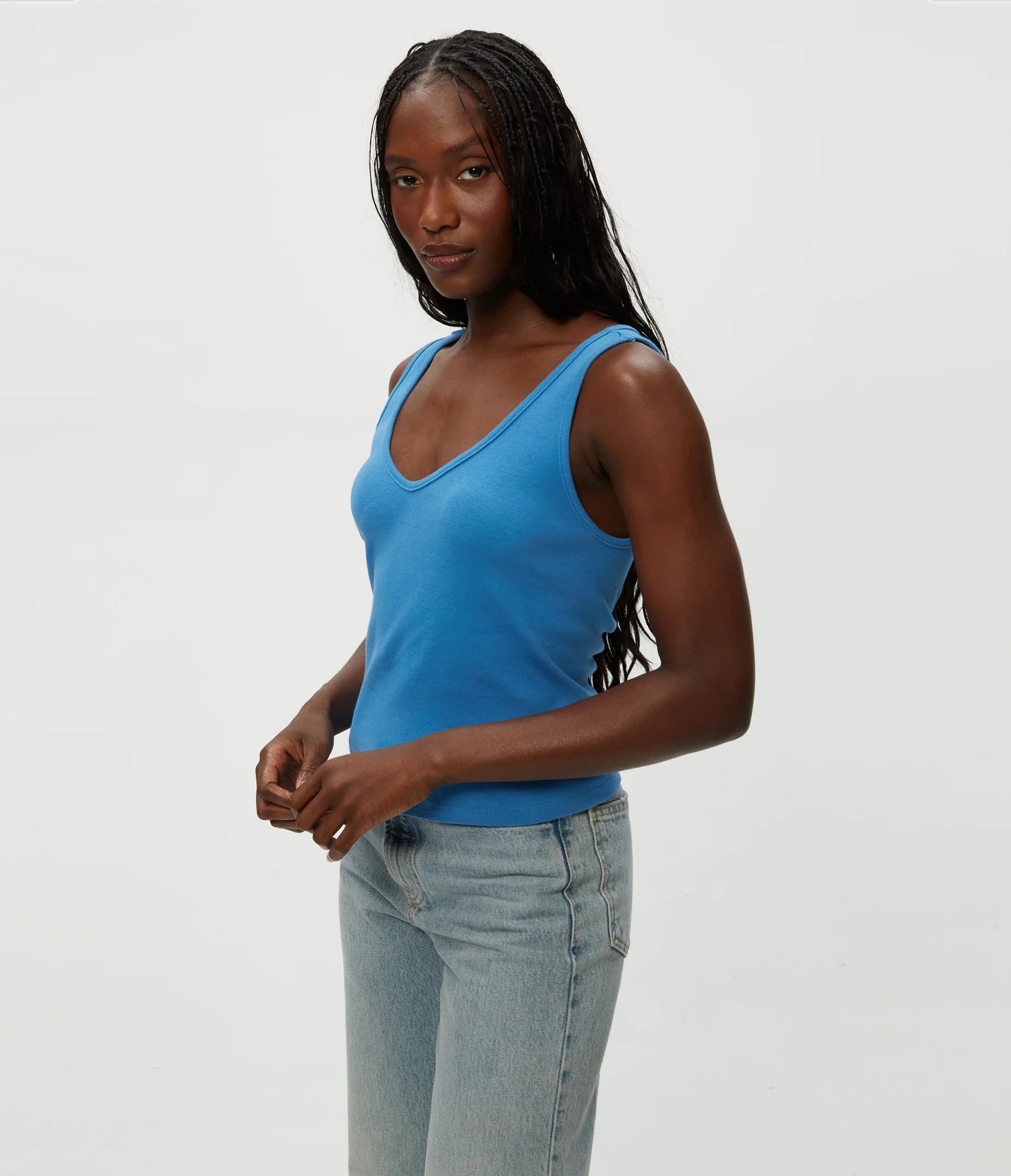 Sloan V Neck Tank - Ocean by Michael Stars — alternate view