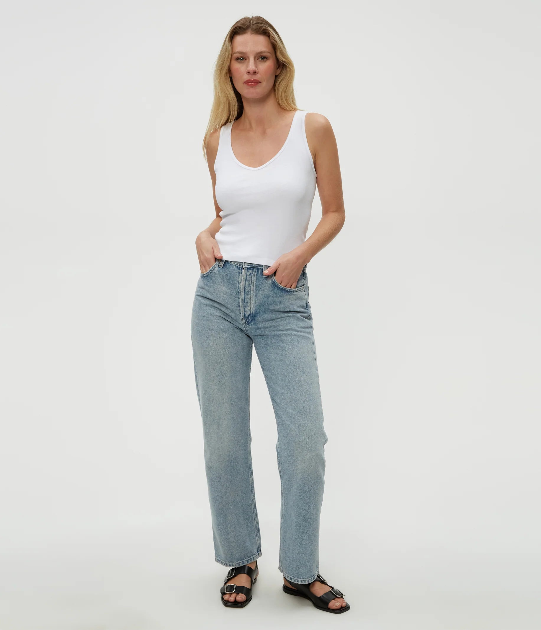 Sloan V Neck Tank - White by Michael Stars — alternate view