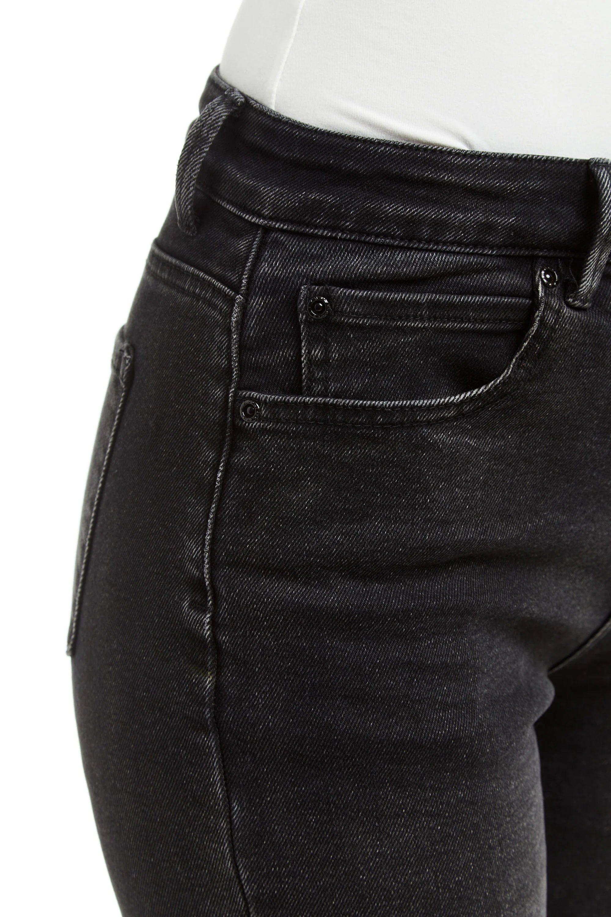High Rise 90s Straight with Release Hem - Black Wash by Tractr — view 3
