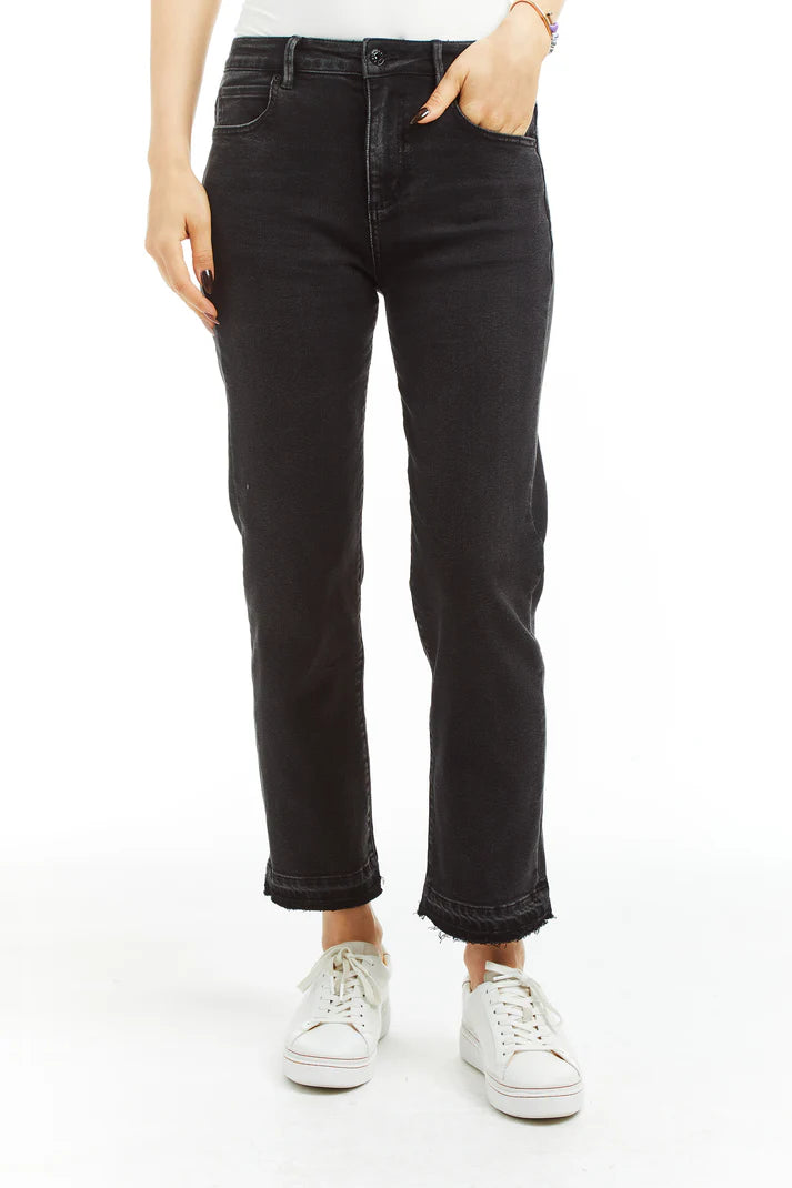 High Rise 90s Straight with Release Hem - Black Wash by Tractr — alternate view