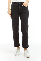High Rise 90s Straight with Release Hem - Black Wash by Tractr — alternate view
