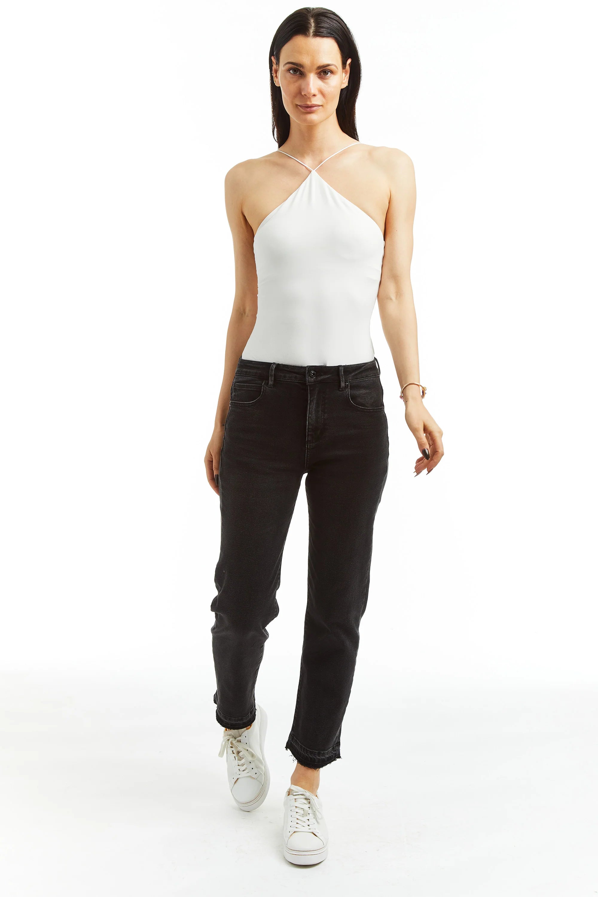High Rise 90s Straight with Release Hem - Black Wash by Tractr | 25 South Boutiques