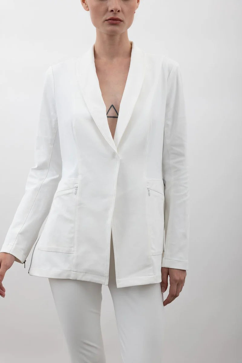 Valbella Tech Stretch Blazer - White by Elaine Kim | 25 South Boutiques