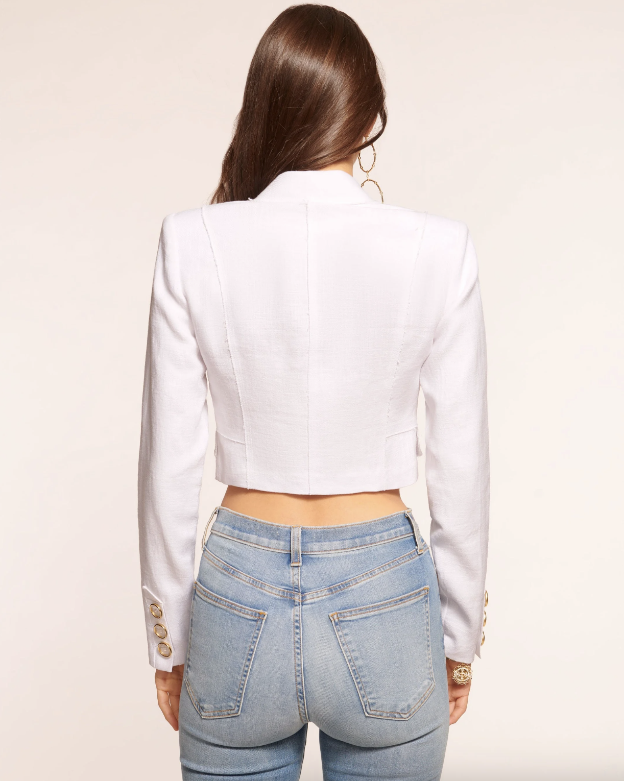 Emmeline Cropped Linen Blazer - White by Ramy Brook — view 5