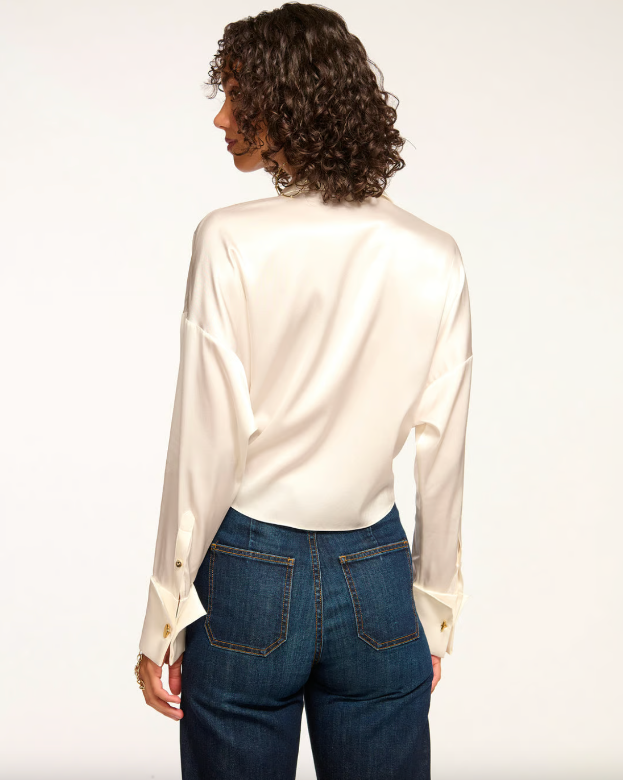 Farrah Silk Tie Front Blouse - Ivory by Ramy Brook — view 3