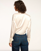 Farrah Silk Tie Front Blouse - Ivory by Ramy Brook — view 3
