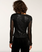 Leon Beaded Cowl Neck - Black Mesh by Ramy Brook — view 3