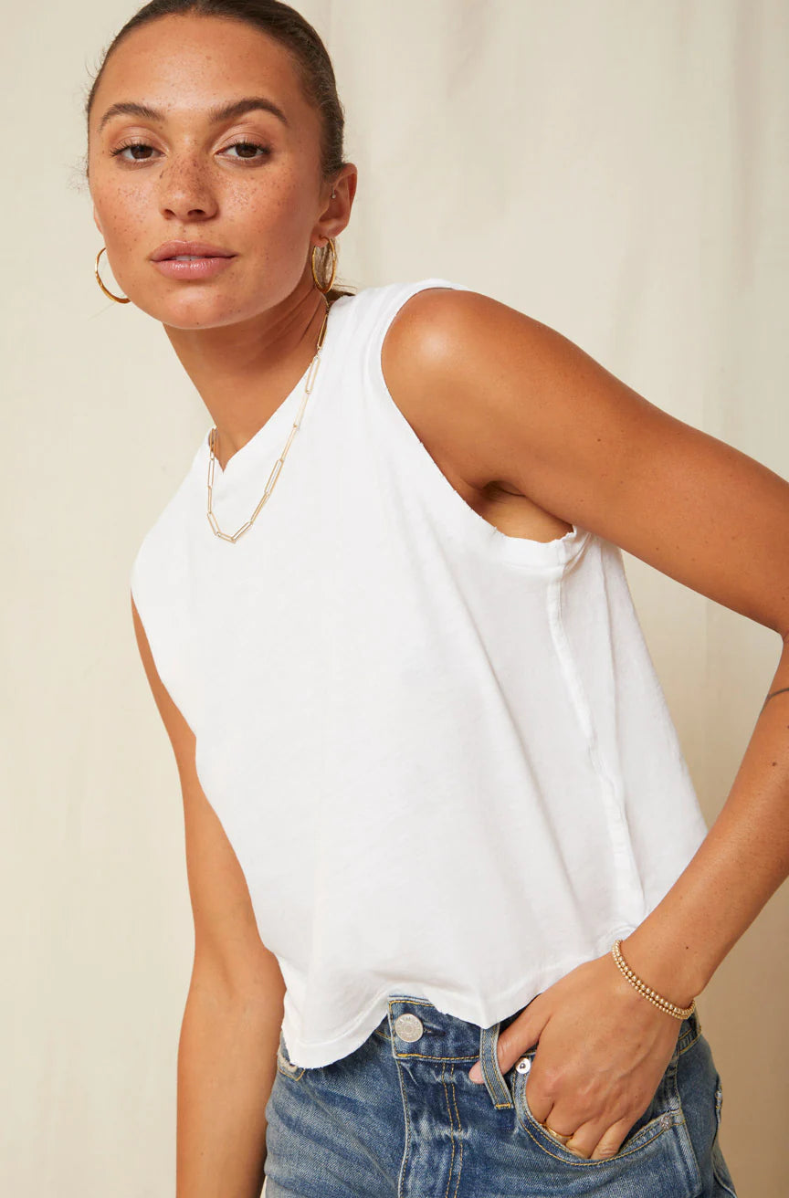 Sleeveless Babe Tee - White by AMO — view 4