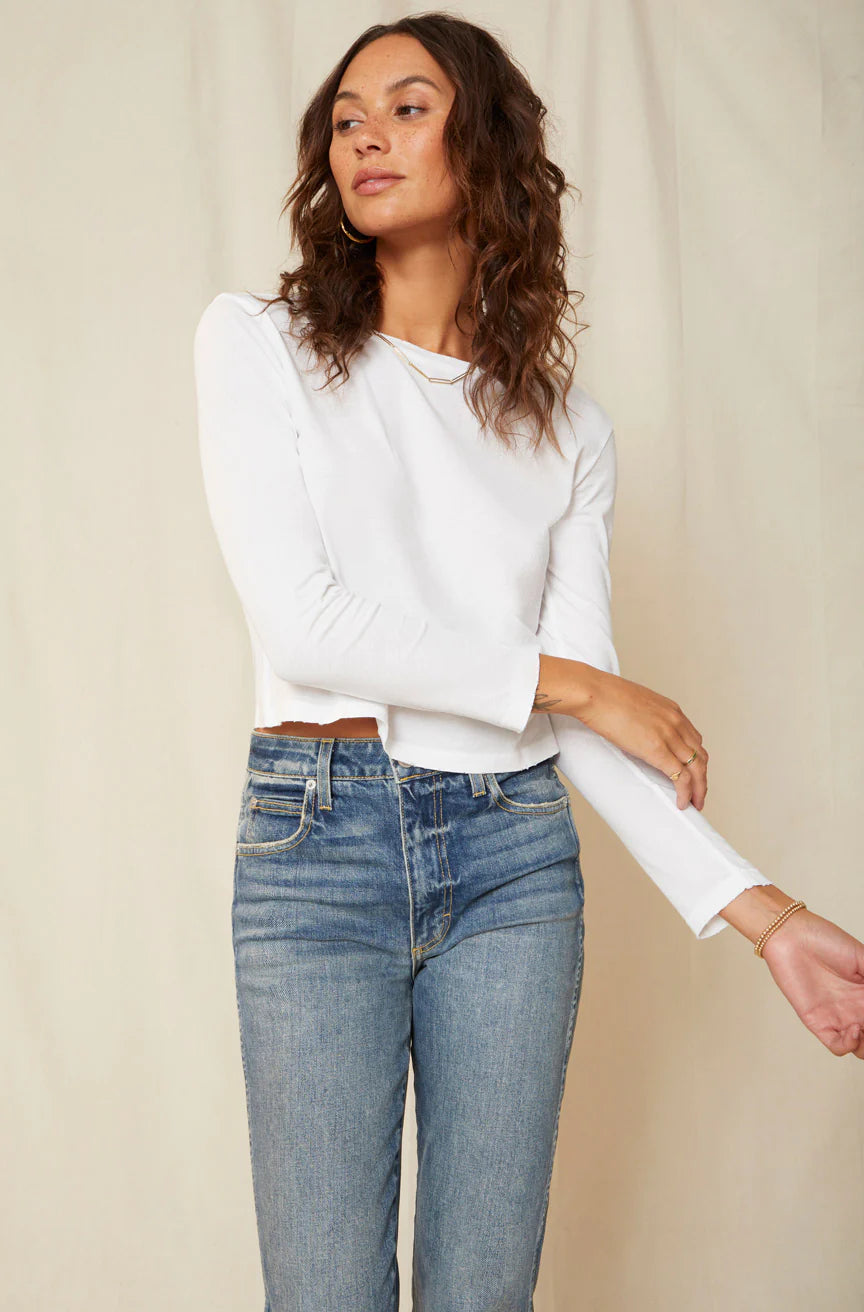 Long Sleeve Babe Tee - White by AMO — alternate view