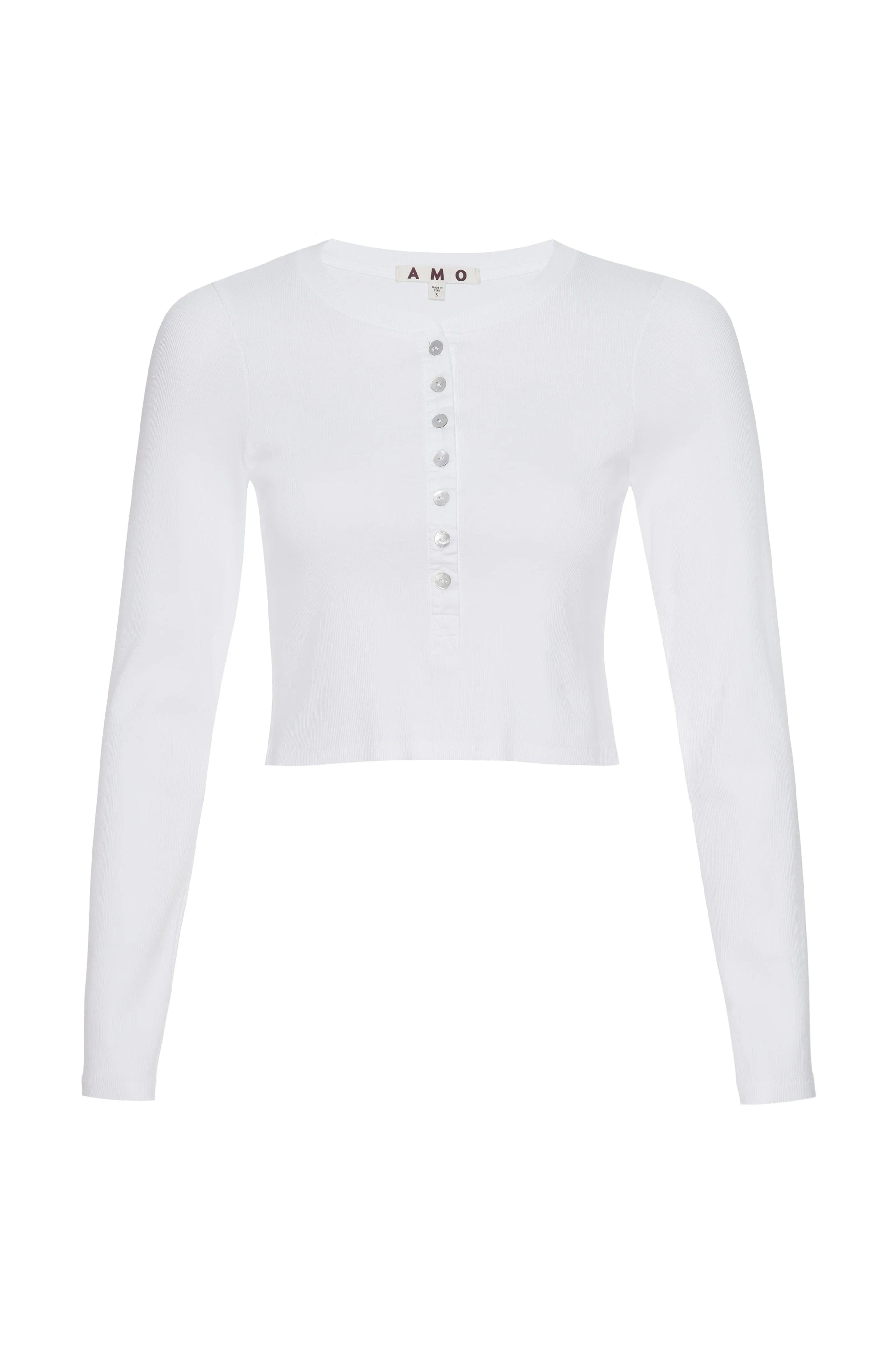 Sassy Rib Henley - White by AMO — view 3